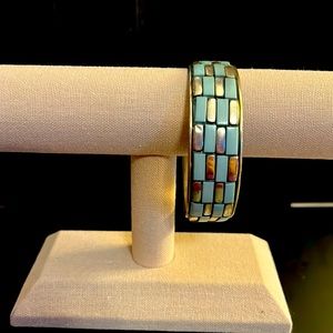 Silver & Green Bangle Bracelet!